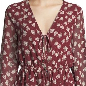 Ash Rain+Oak Tie-Front Floral Chiffon Blouse